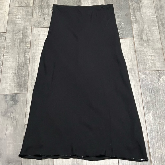 Ann Taylor Dresses & Skirts - Vintage 90s Y2K Ann Taylor 100% silk long black Maxi Ankle skirt Sequin hem 8